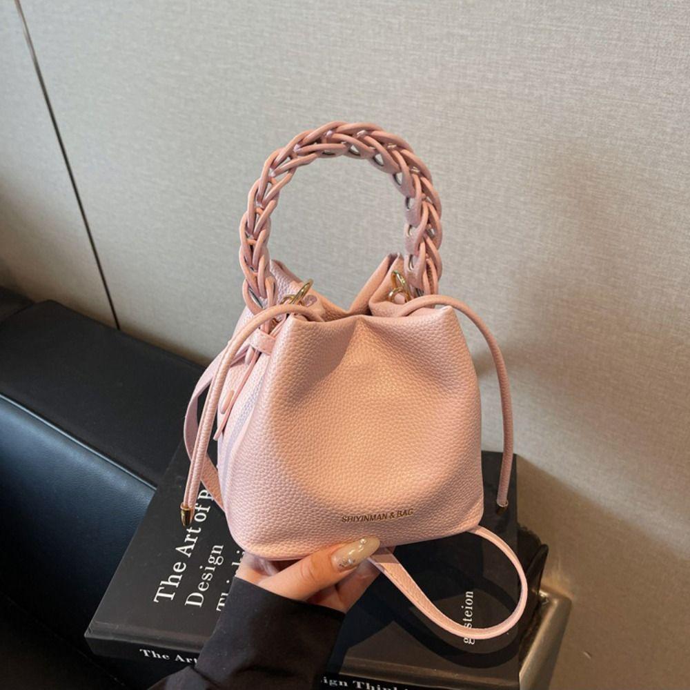 PU Leather Women Shoulder Bag Minimalist Handbag Fashion Bucket Bag Students
