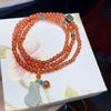 Women's Natural Red Agate Three-Circle Bracelet with Hetian Jade - New Chinese Style