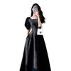 Women's Summer 2026 Retro French First Love Dress - Square Neck, Puff Sleeve, Waist-Cinched, Slimming, Gentle Long Skirt
