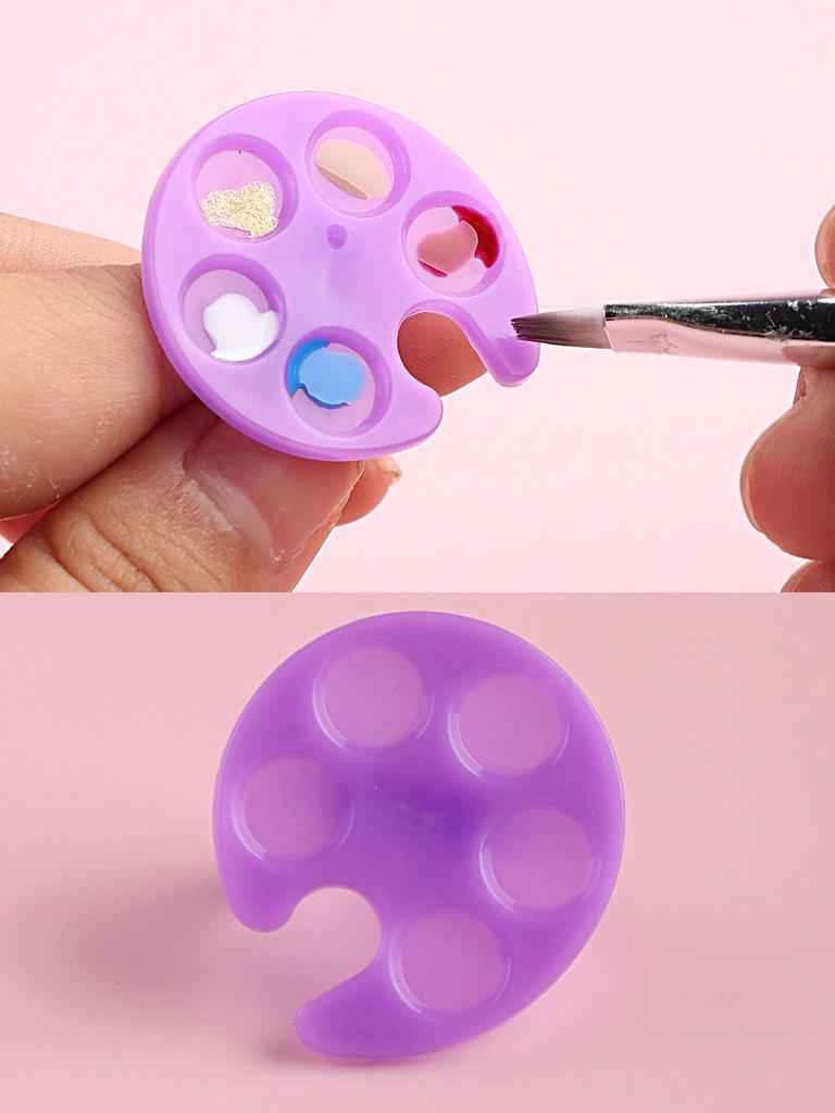 2pcs/5pcs Mini Nail Art Palette Ring, Oval Finger Mixing Palette For Nail Painting Pigment, Lightweight Nail Art