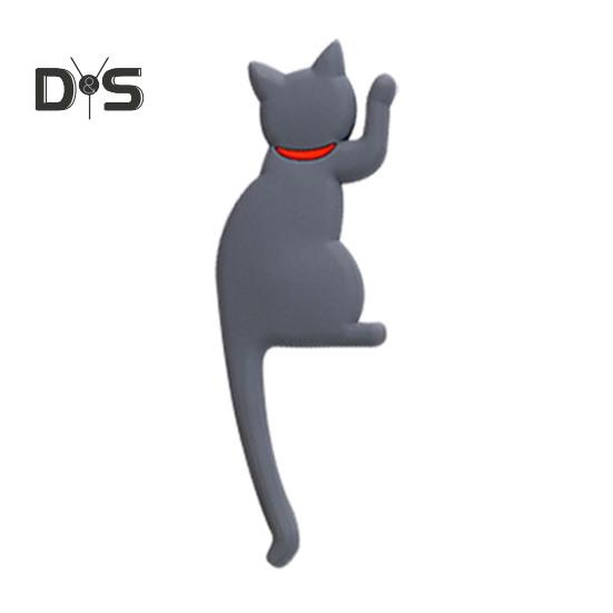 Fridge Sticker with Hook High Toughness 3D Realistic Cartoon Cat Design Refrigerator Sticker Decorative Fridge Accessory