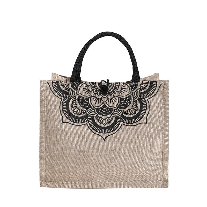Large Capacity Linen Ethnic Tote Bag for Women - Fashionable Shoulder Handbag for Moms & Students
