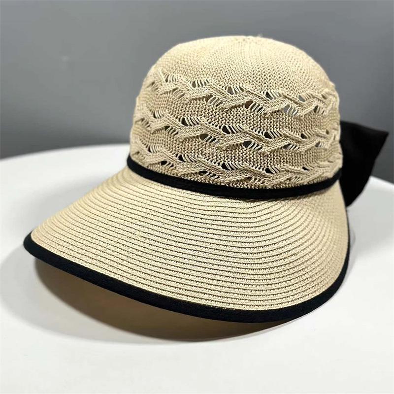 

Chic Korean Style Breathable Straw Sun Hat with Bowknot - Women s Foldable Design One Size бежевый