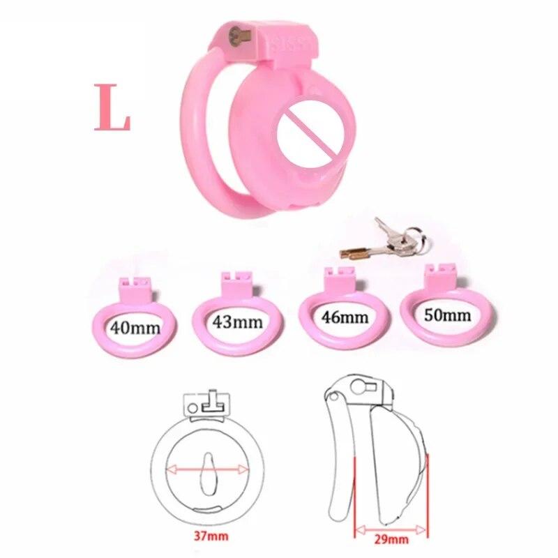 Nová růžová klec cudnosti pro muže Sissy Bondage Zařízení pro cudnost Penis Cage Abstinence Lock Ring Penis BDSM Gay SexToys pro dospělé