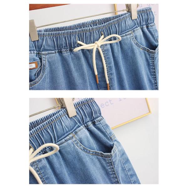 Capri di Jeans Elastici Taglie Forti Stile Coreano per Donna - Vita Elastica e Vestibilità Casual