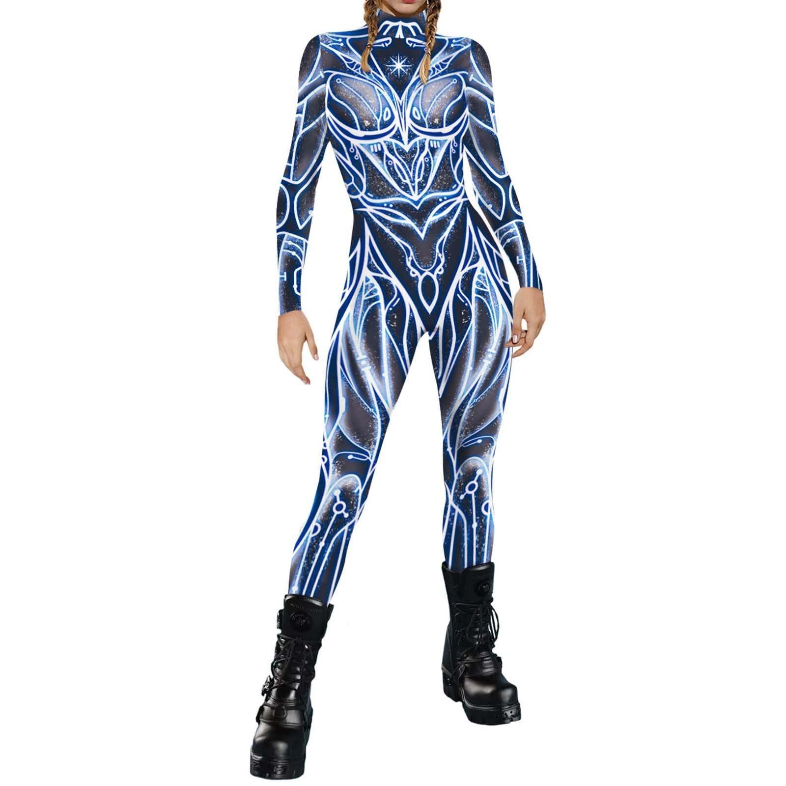 

Женский костюм для косплея на Хэллоуин с цифровым принтом, обтягивающий комбинезон с длинными рукавами, одежда для выступлений S