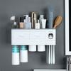 Bathroom Accessories Organizer Set Toothbrush Holder Automatic Toothpaste Dispenser Holder Toothbrush Wall Mount Rack Tools Set with Cup