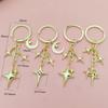 Elegant Cutout Four Pointed Star and Moon Keychain Pendant Durable Alloy Lightweight for Women Gift Bag Charm Accessory
