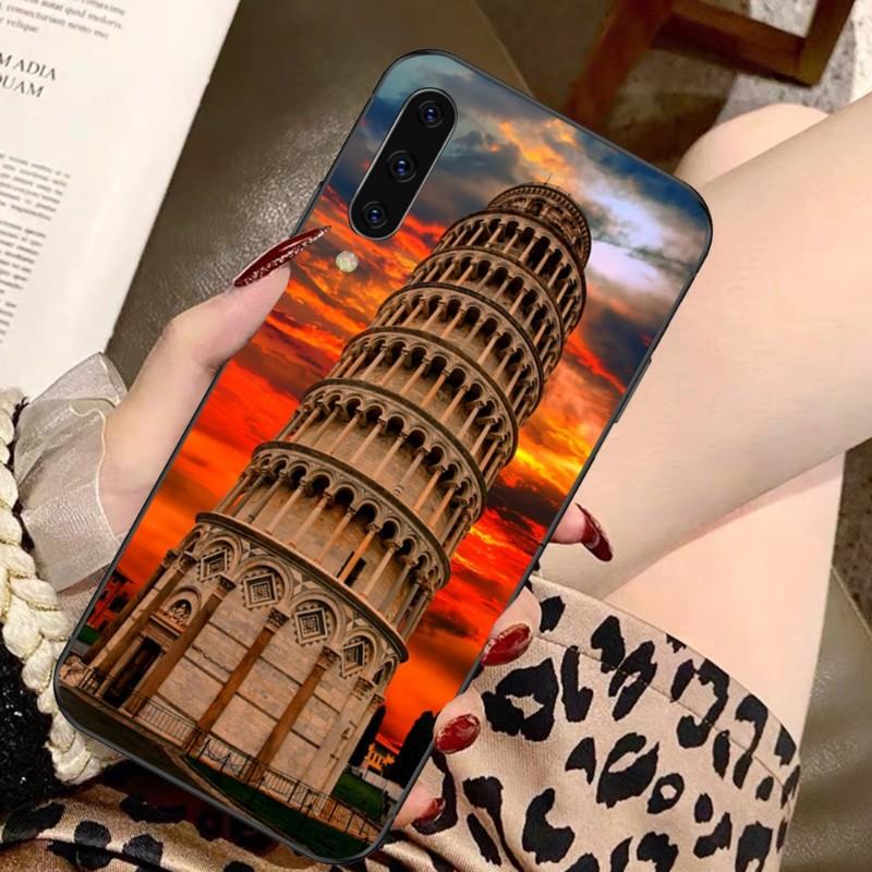Pouzdro na telefon Šikmá věž v Pise pro Samsung A91 A81 A73 A72 A71 A30S A20 A12 A13 A52 A53 4G 5G Měkký černý kryt na telefon