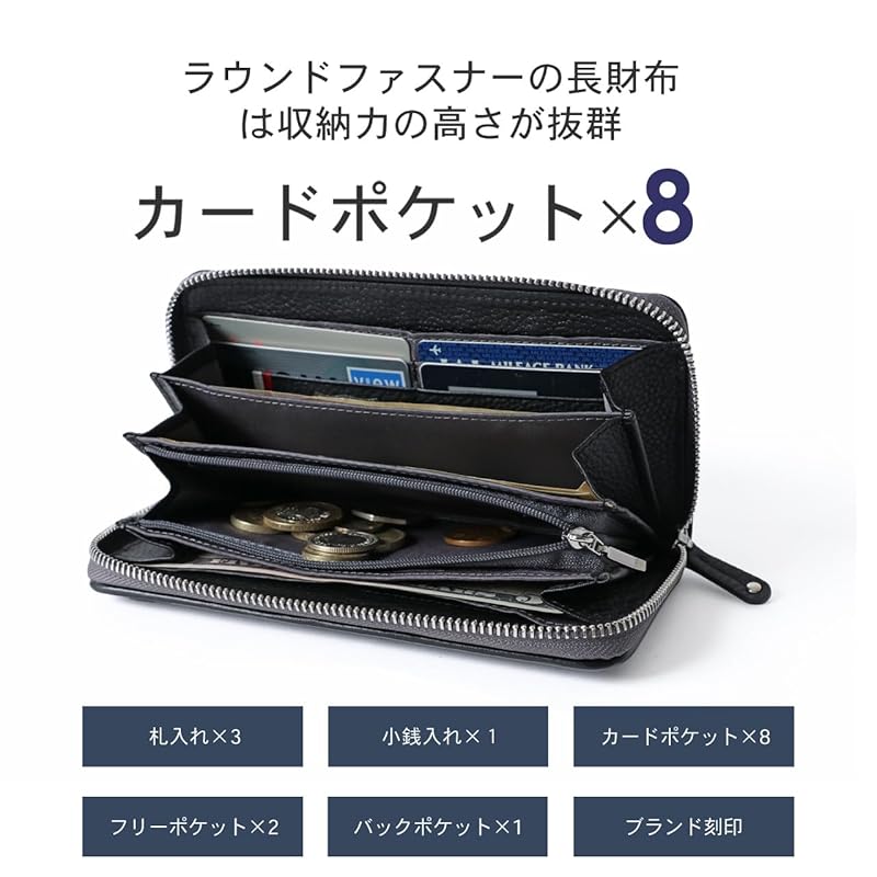 [Liberto Edwin] wallet men's genuine leather cowhide leather long wallet simple business casual white Free