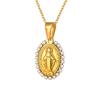 Zirconia Oval Virgin Mary Necklace for Women, Miraculous Medal Virgen De Pendant Catholic Gift