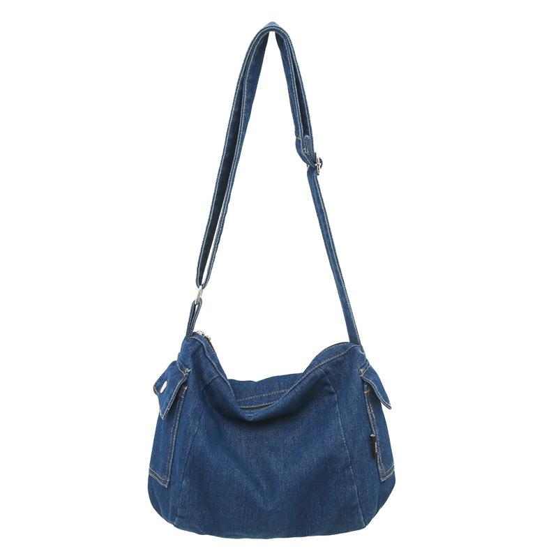 Denimveske Ensfarget Dame Skulderveske Crossbody-veske
