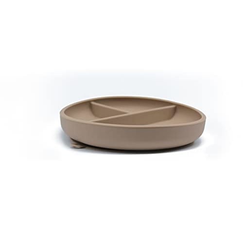 Love My Lil Suction Cup Dish with Soft Colors, Platinum Silicone, Dishwasher Safe, Supports the National Movement for Children's Future (Chocolat)