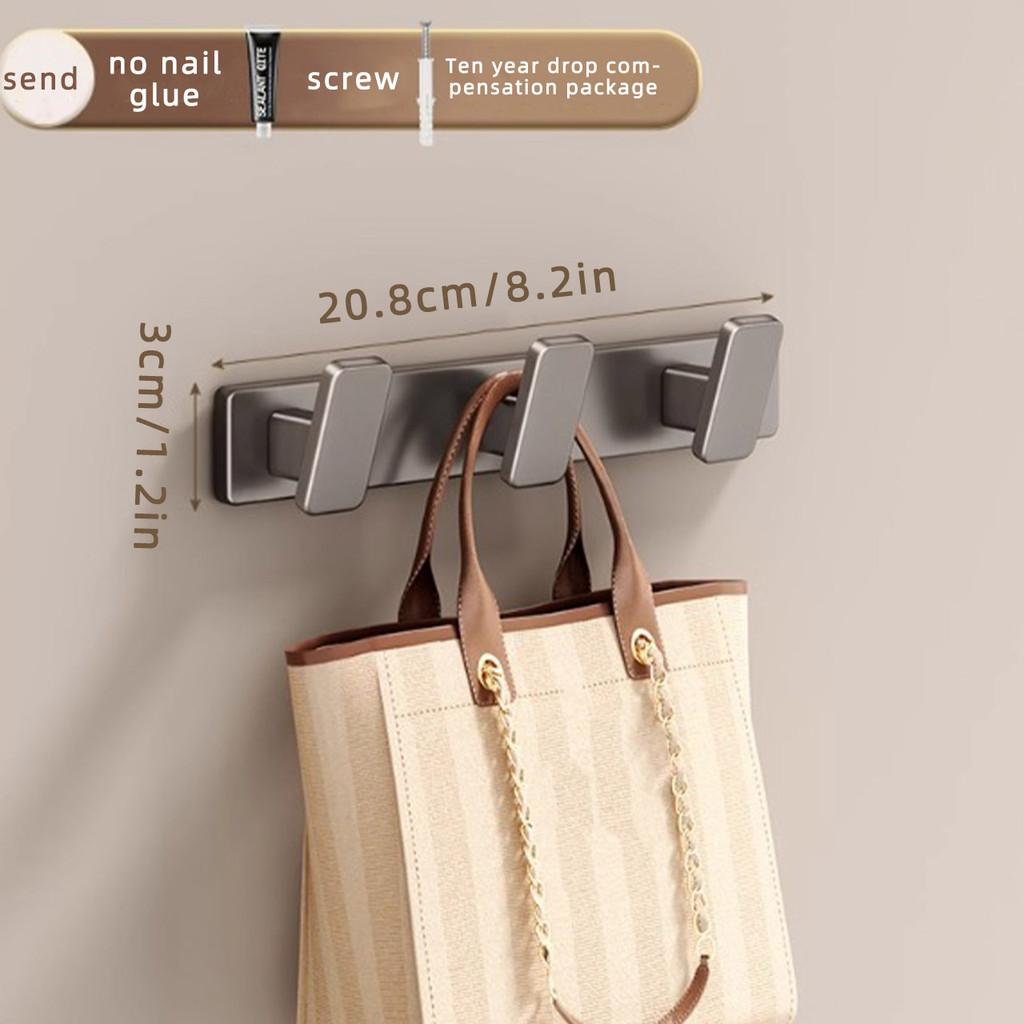 Aluminum Wall Mounted Multi-Hook Durable Rack for Wall and Door Home Organizers Space Saver