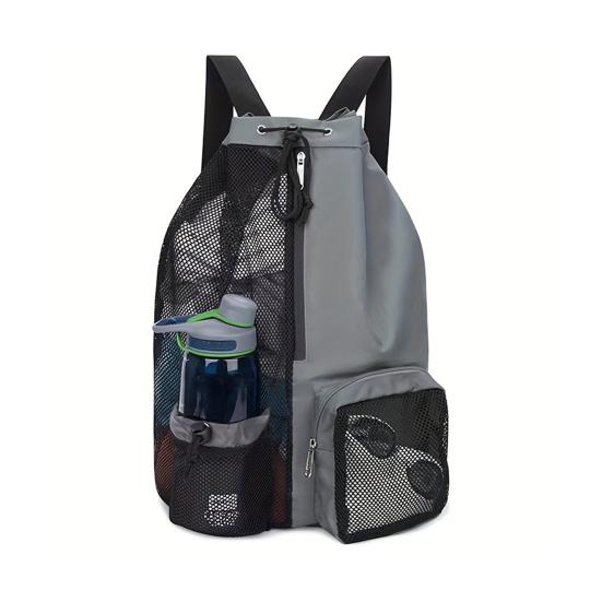 Mesh Beach Backpack with Wet Pocket Large Capacity Drawstring Swim Bag for Pool Swimming Gym Workout Gear