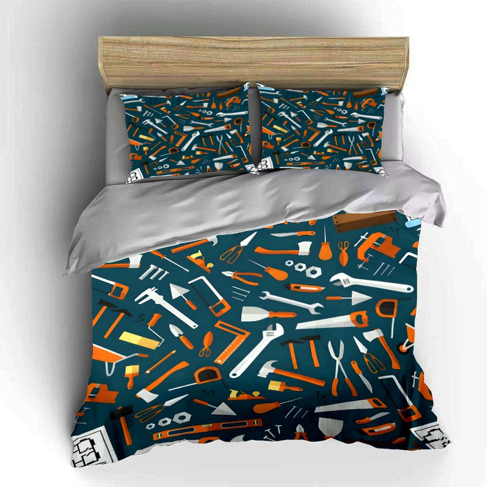 "Tool Set for Home Projects" Soft Skin-Friendly Bedding Set Includes 1 Duvet Cover And 2 Pillowcase Gift