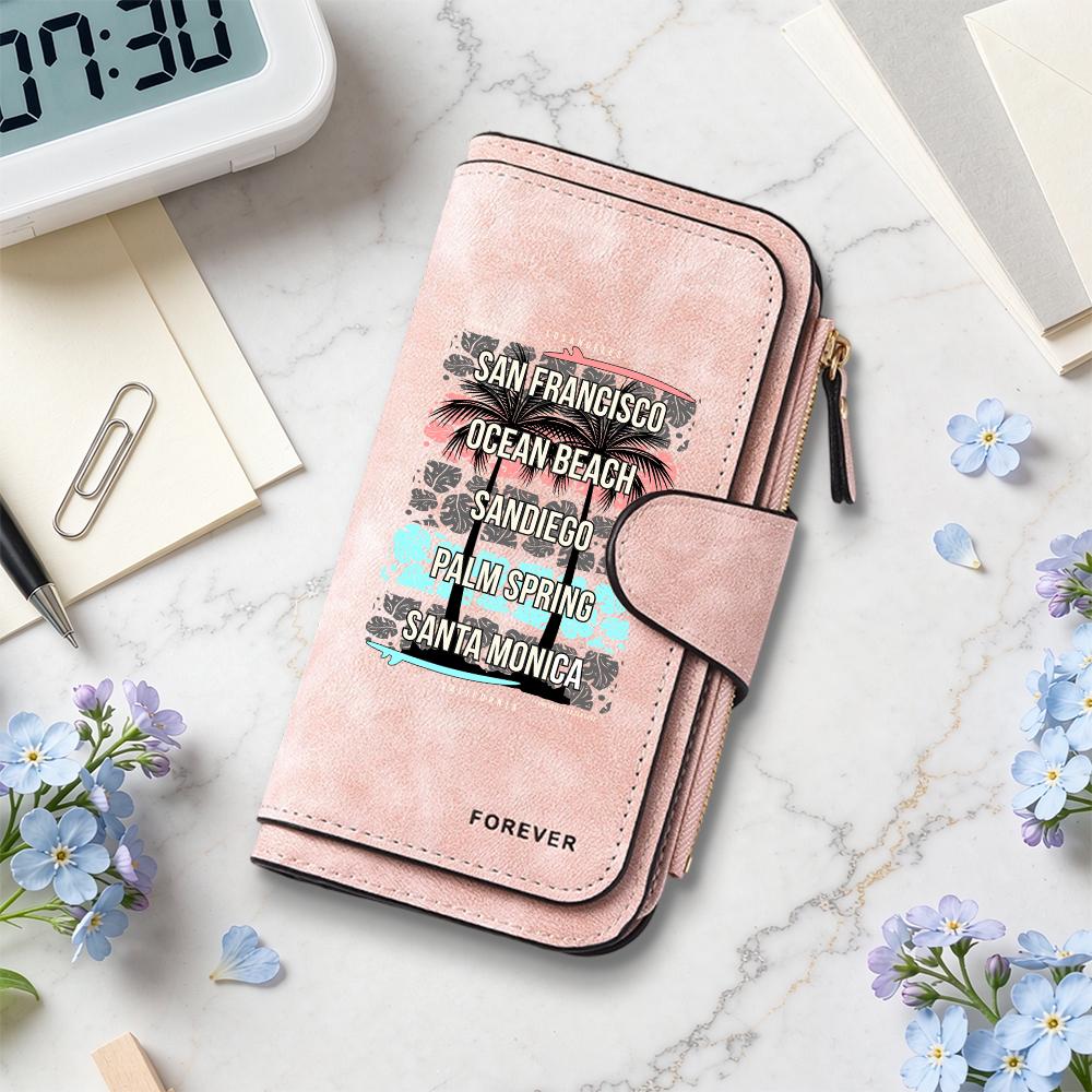 Vintage Printed Long Wallet with Multi Card Slots Fashion Portable PU Leather Wallet for Daily Use