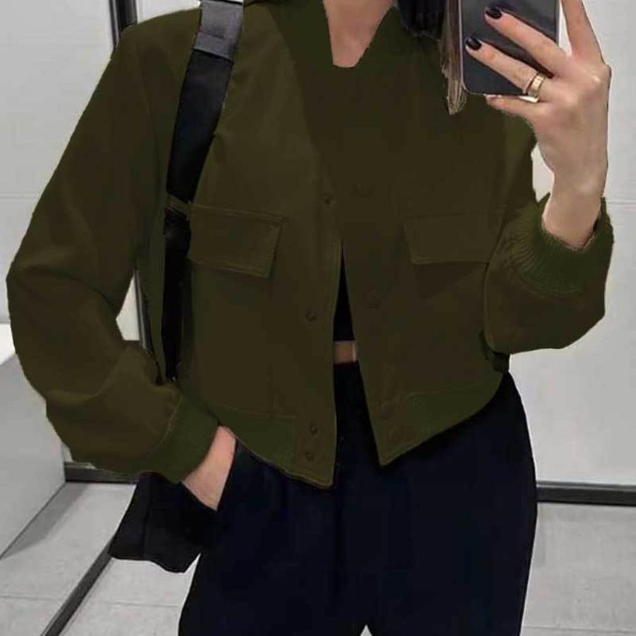 New Style Collar Coat with Large Pockets, Unisex Women's Jacket, Spring/Autumn Outerwear