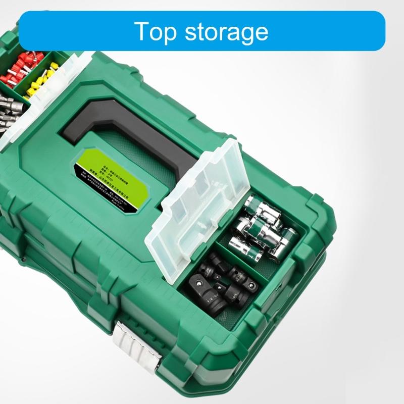 17inch Toolbox Organizers Storage Case With Three Foldable Trays and Lockable Lid, Portable Dividers And Carrying Handle