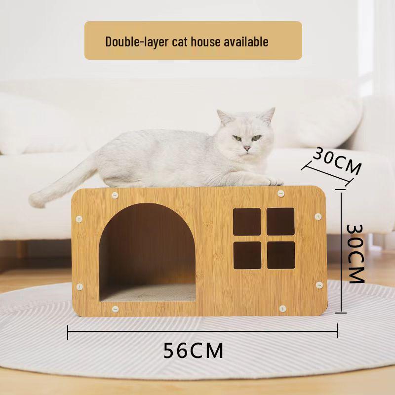 Durable Cat Bed & Scratching Post Combo: Year-Round, No-Shed, Scratch-Resistant Cat Toy & House