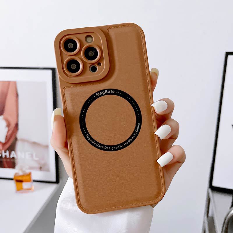 Luxury Magnetic Magsafe Wireless Charge Phone Case for iPhone 13 12 11 14 15 Pro Max 15 Plus Leather Silicone Shockproof Cover