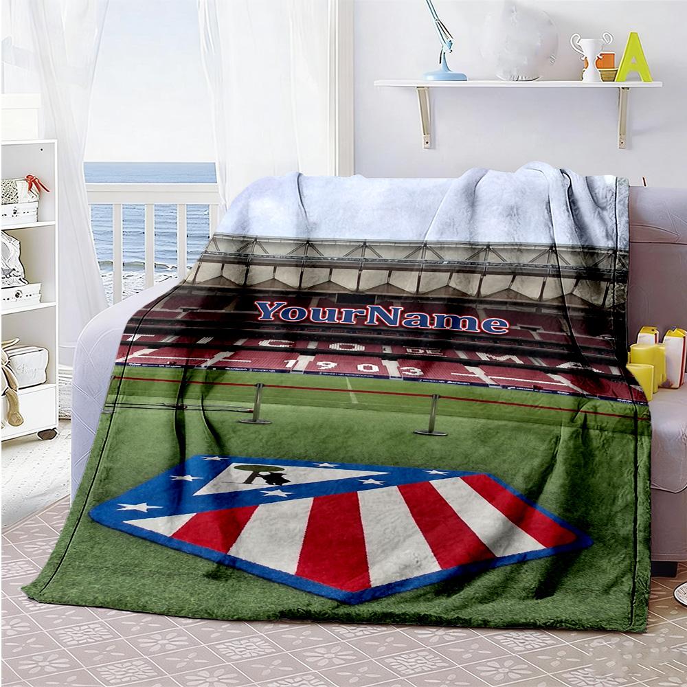 Atletico Madrid Customize Your Name Blanket Throw Personalized Blanket Warmthful Decor Throw For Office Livingroom Chair Living Room