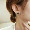 New Luxury Micro Set Zircon Black Camellia Flower Earrings for Womens Korean Fashion Jewelry Party Exquisite Accessories