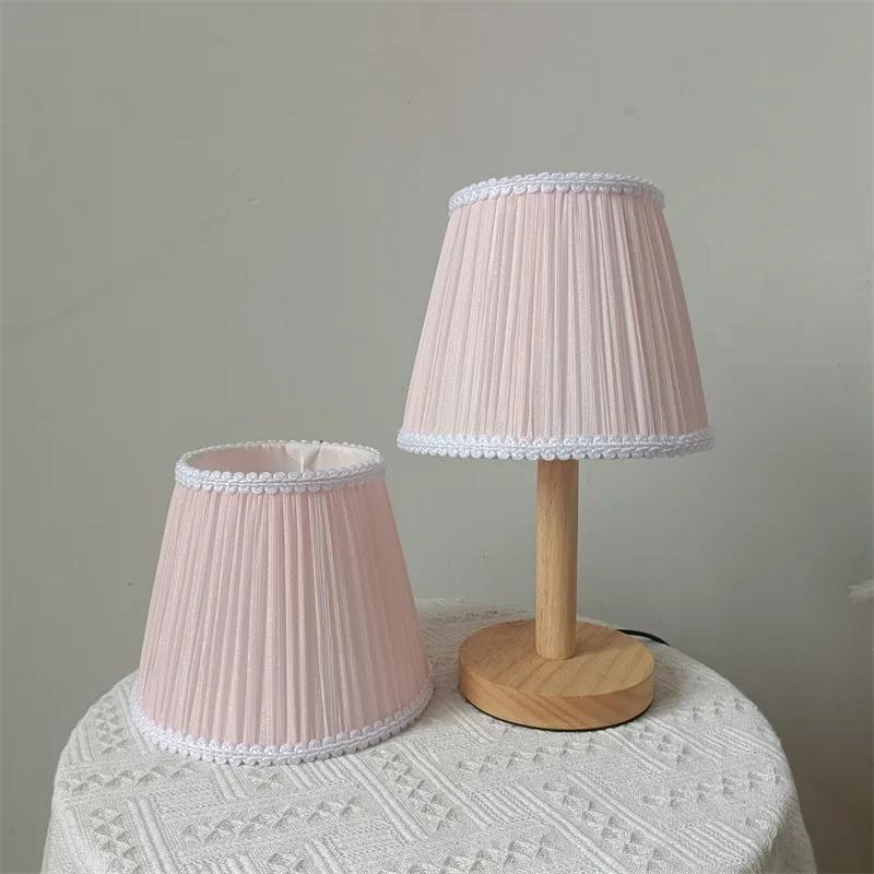 Wall Lamp Shade Pink DIY Handmade Bedside Table Lamp Shade E27 Fabric Brocade Crinkle Lampshade for Princess Girl Bedroom