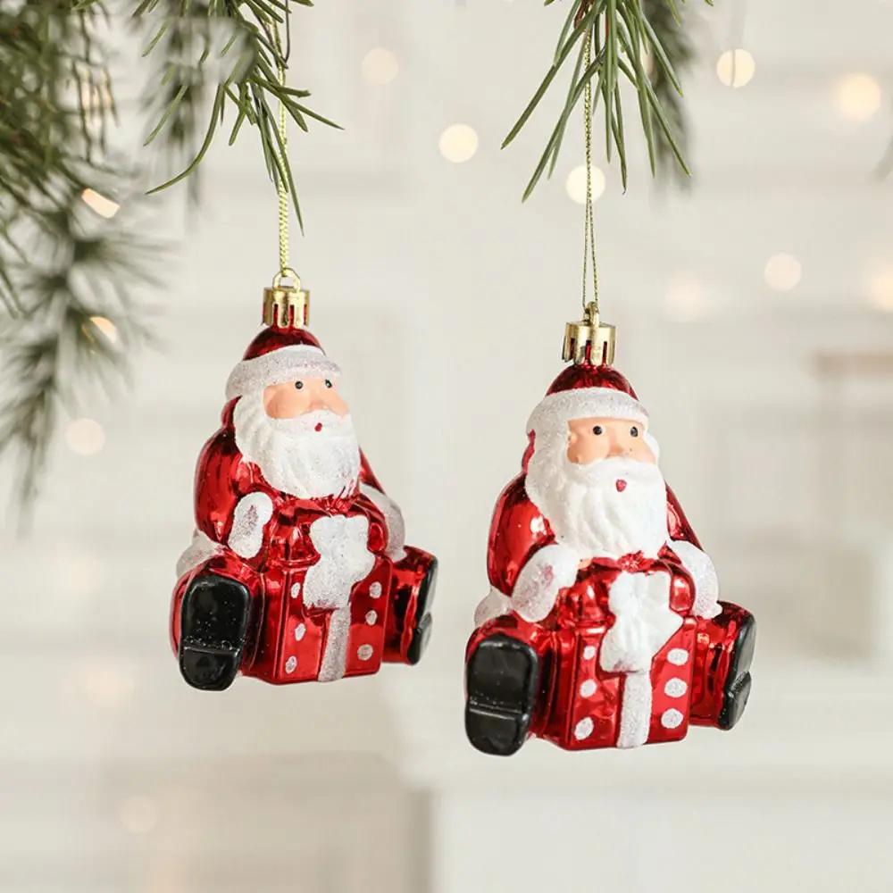 2PCS Red&white Christmas Hanging Decoration Plastic Santa Clause Christmas Tree Ornament Festival Party Supplies Xmas Baubles