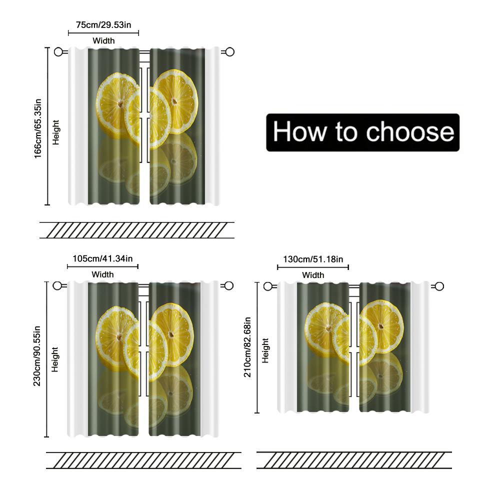 Set Of 2 Filtering Curtains Excluding Rods Non Movable Without Batteries Lemon Use Bedrooms Living Rooms Curtain Polyester Perfect For Area