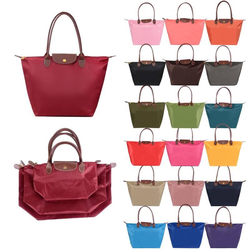 Borsa a tracolla pieghevole in nylon da donna, impermeabile e pratica, borsa portaoggetti per sport, fitness, shopping e regali, colore Rosso Vino, Rosso, Viola