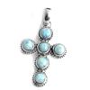 Larimar Gemstone Cross Pendant, Handmade Designer Pendant, Solid 925 Sterling Silver Pendant, Birthstone Gift