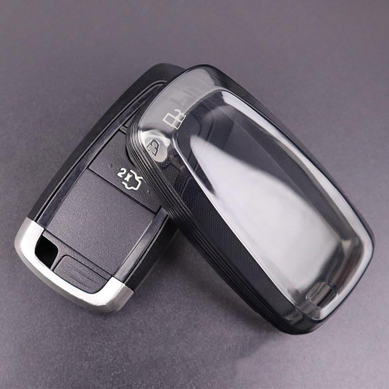 Transparent Black for Ford Edge Fusion Mustang Explorer F150 F250 F350 Ecosport 3 4 5 Button Remote Key Case Cover Fob Holder