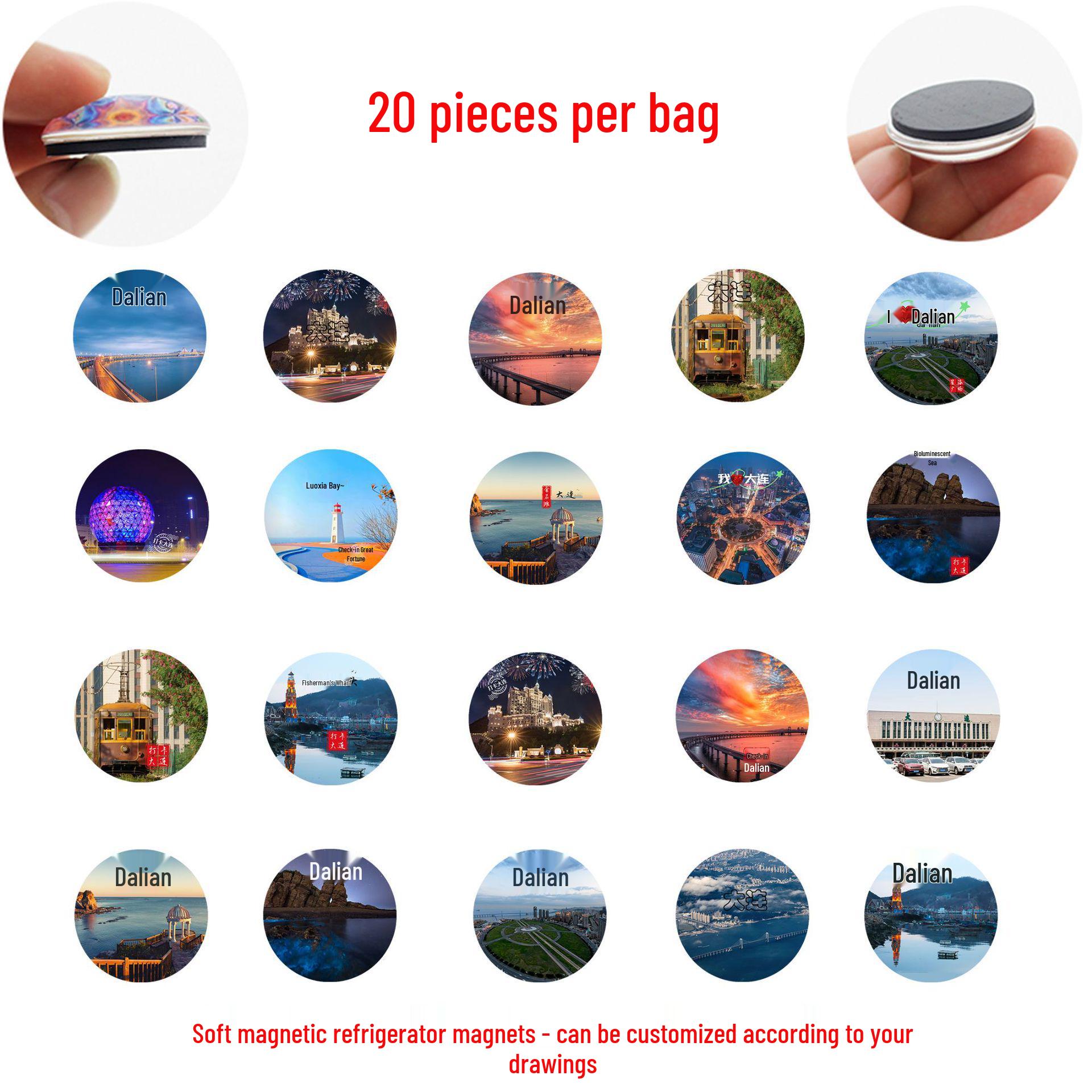 

Popular Dalian Scenery Glass Refrigerator Magnets - City Souvenir & Home Decoration 25mm Refrigerator Magnet Set of 20 (JQT512)