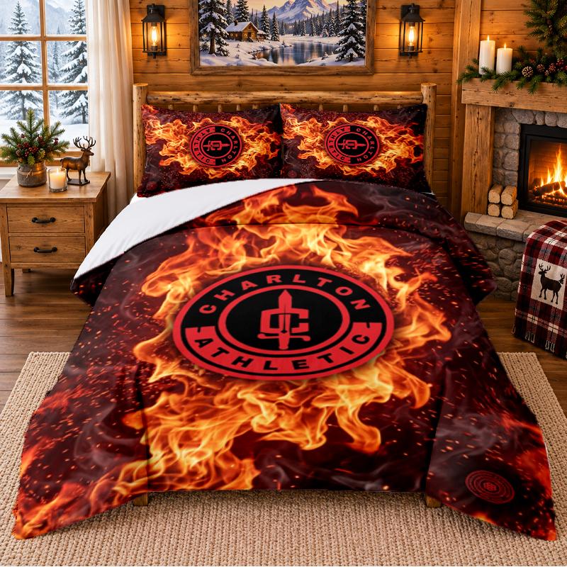Gedrucktes 3-teiliges Bettwäsche-Set Charlton Athletic FC Muster Bettlaken Kissenbezug Für Schlafzimmer Dekoration