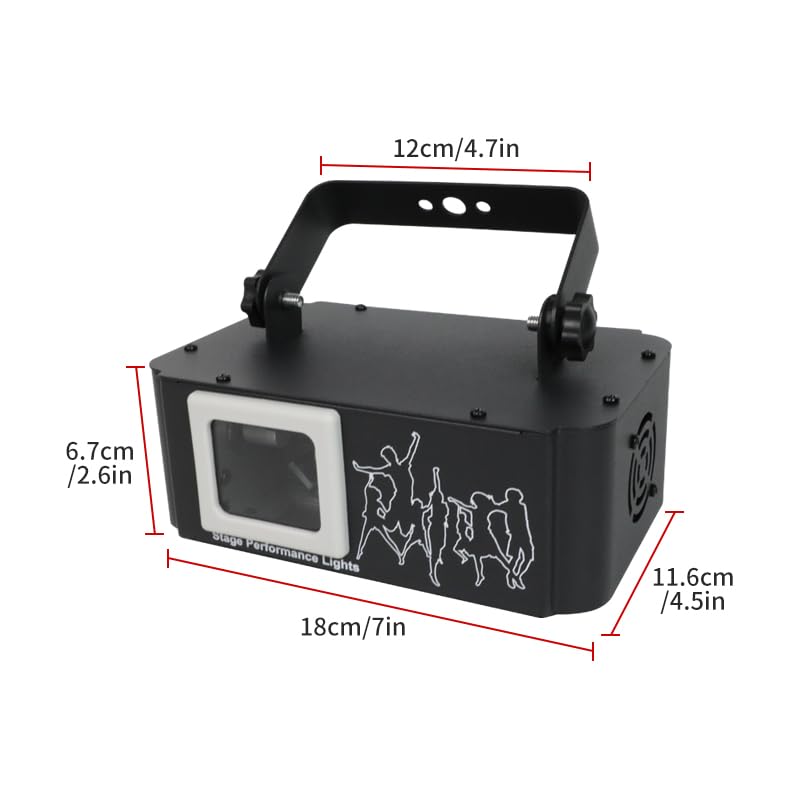 PAIFIEVD 3D RGB Beam Projector Light, 500mW Animated Disco Light, Music Sound Activated Stage Light Support DMX512, Beam Effect Scan Light for Bar