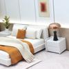 Cream Styles Miniature Double Bed with Beddings Bedroom Furniture Realistic Detailing Design for 1/20 Dollhouses Decors