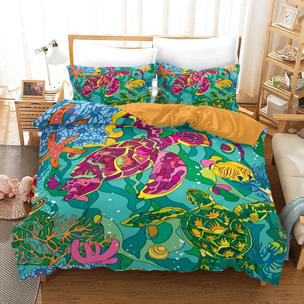 Ocean Duvet Covers Blue Sea Turtle Comforter Cover Set Nautical Bedding Set For Kids Boys Girls Sea Dreamcatcher Animal Bedroom