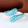 Cute Female Rainbow Enamel Adjustable Ring Gold Color Open Wedding Jewelry For Women