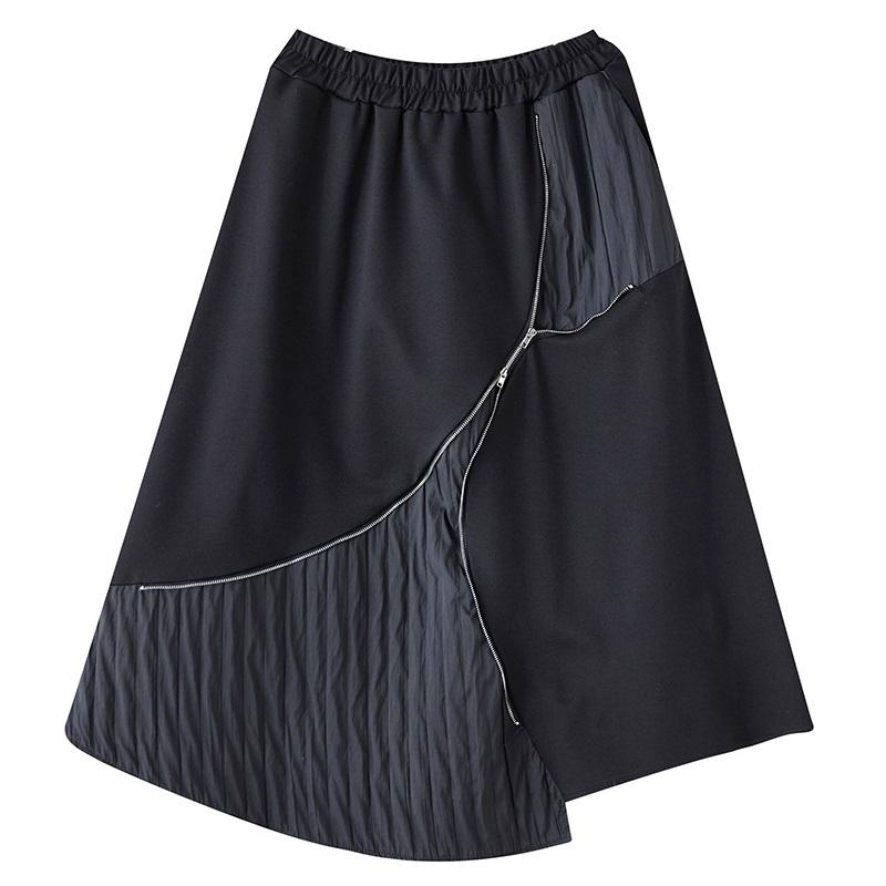 Plus Size Black High Waist Vintage Patchwork Spring Autumn Casual Loose Long for Woman Skirts Womens Skirt