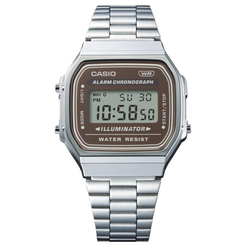 Casio Retro Quartz Watch Stainless Steel Band Unisex Watches Red A168WA-5A Regular Watch Box,Red