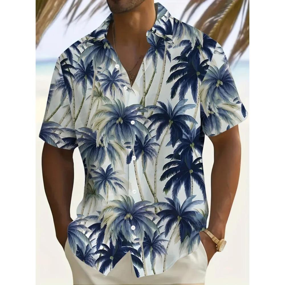 Outdoor Shirt Short Sleeve Summer Beach Wind Casual Tops Shirt Landscape Printed Pattern Large OverSize Loose Men's Clothing