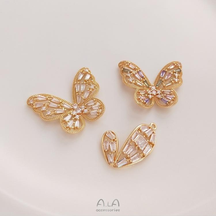 

14K Gold-Filled Zircon Butterfly Heart Charm for DIY Earrings & Necklaces