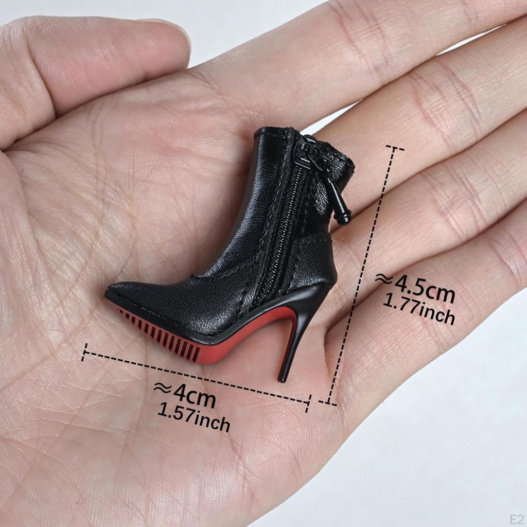 1/6 Women Short Boots High Heels Stylish Dressing Up Soft Props Miniature Ankle Footwear for