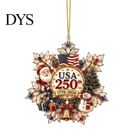 Acrylic Santa Pendant Decorations Christmas Hanging Ornament, Double Side Printed 250th Anniversary Festive Mantel Ornaments for Tree, 2D Flat Holiday