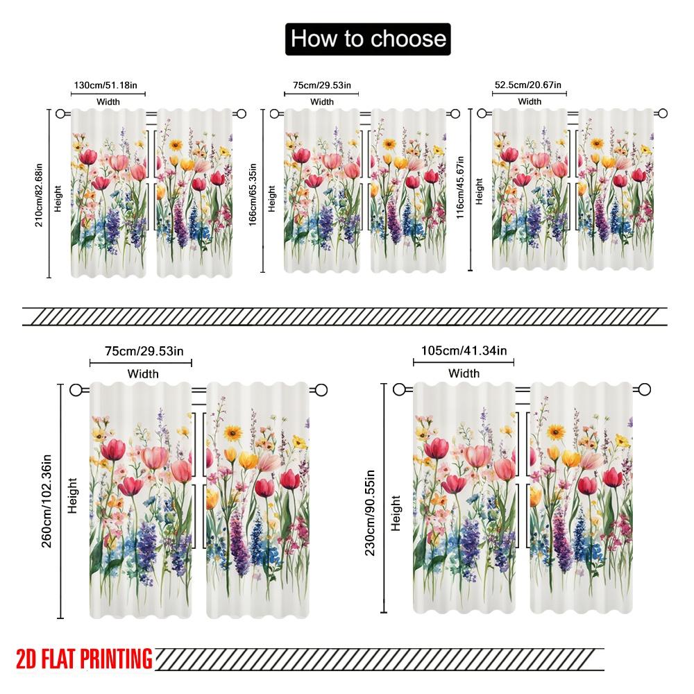 2pcs,2D Plane Printing Curtains&Window Treatment Blooming Canvas Polyester (without Rod) Decorations For Home Perfect for