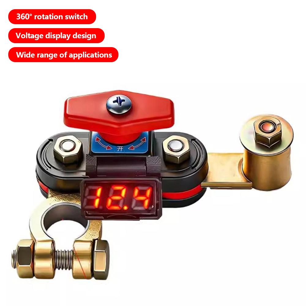 12V Car Battery Disconnect Switch, Copper Power Cut-Off, Anti-Leakage Isolator rv battery disconnect switch with Digital Display