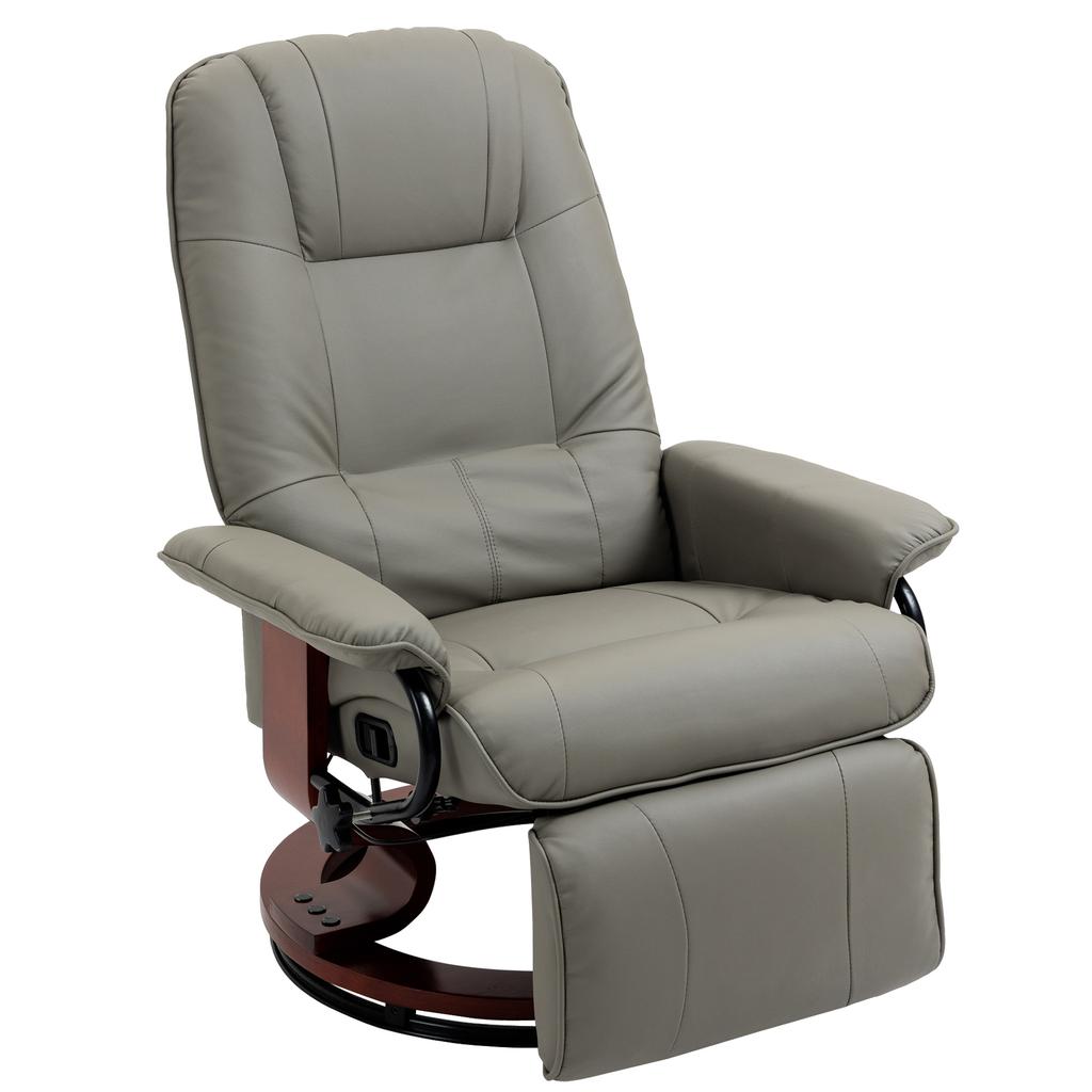 Recliner Chair TV Chair Lounge Chair Faux Leather 360 degrees Swivel Chair 145 degrees Reclining Grey 78 x 87 x 100 cm