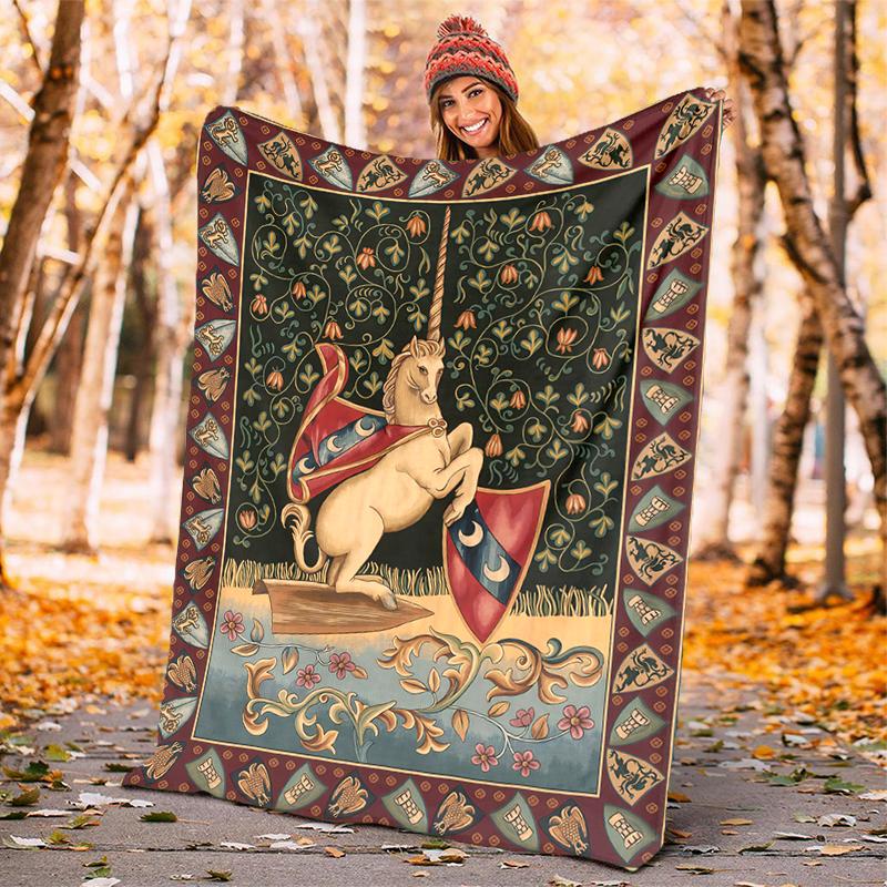 

1PC Medieval Unicorn Hunting blanket, al season lightweigh Poster blanket home office outdoor nap multifunc Poster blanketional blanket 80cm x 120cm