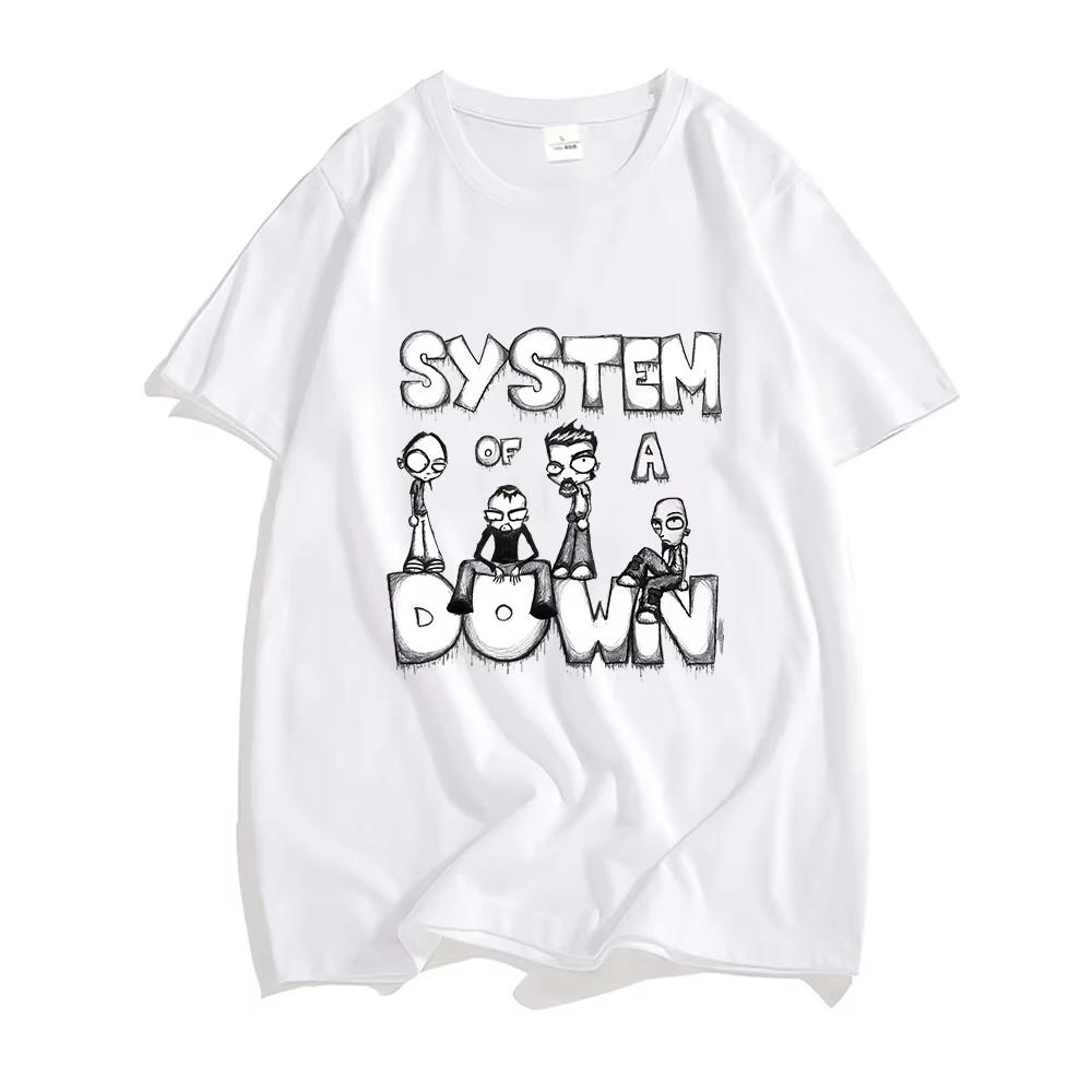 2025 System of A Down Shirts 100% Cotton Summer Tshirt Creative Graphic T Shirt Print Men Streetwear  Retro Band Casual Tees